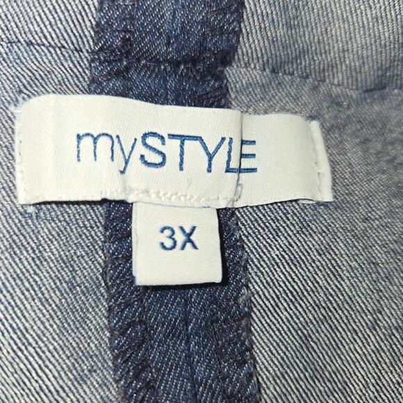 mySTYLE Womens 3X Sleeveless Denim Shift Dress Knee Length Beach Vacation Casual - Picture 2 of 10